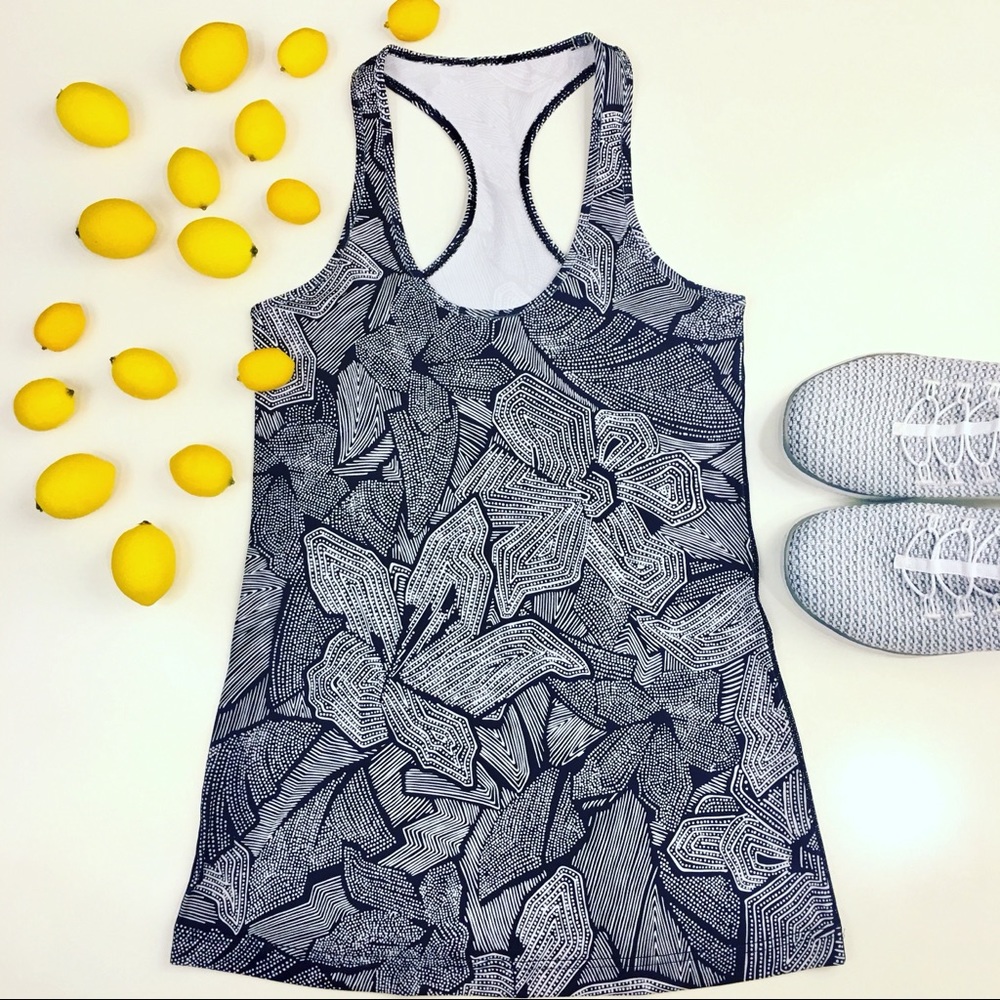 LULULEMON Athletica Work Out Tank Blue White Sz M